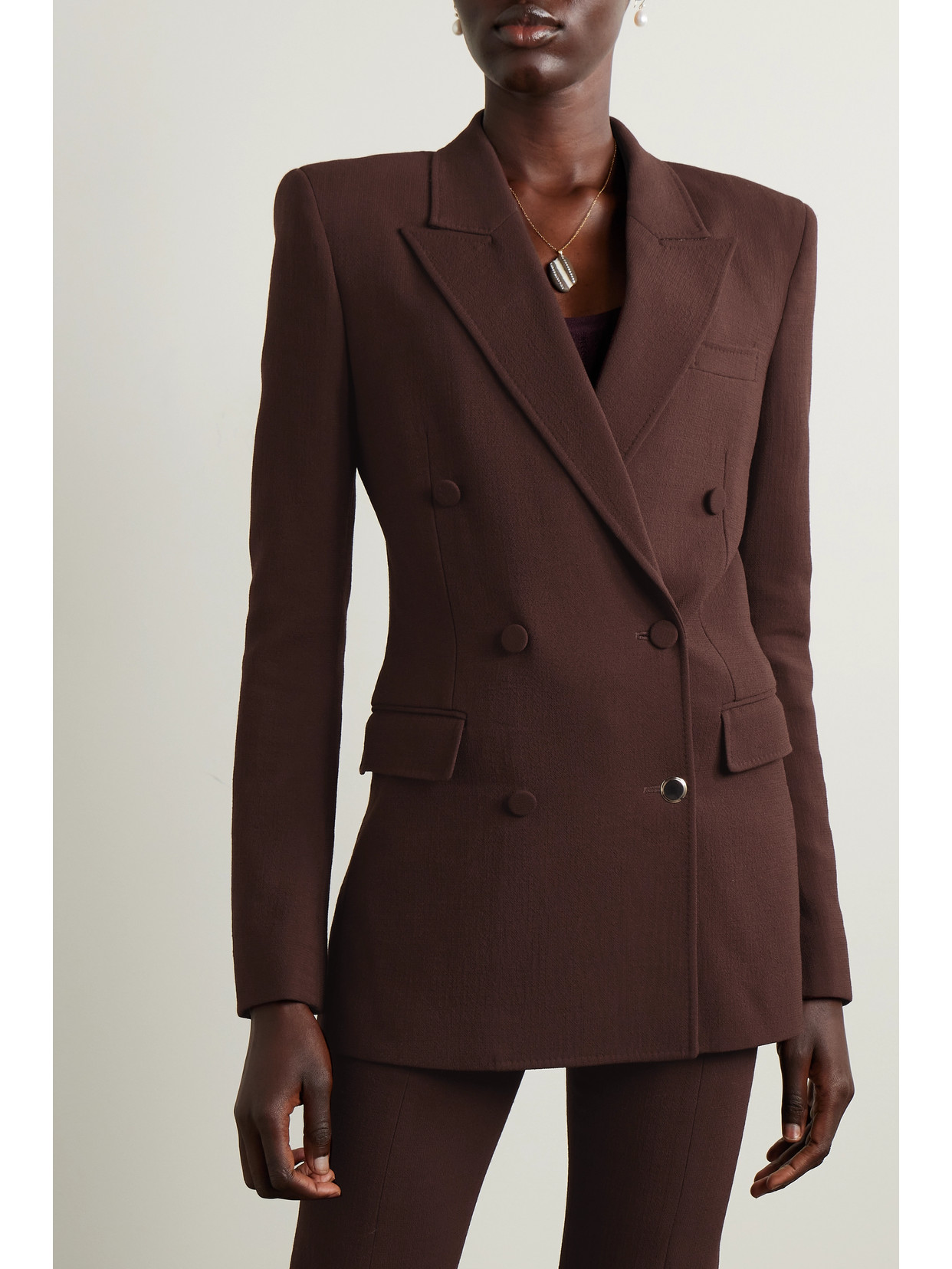 Gabriela Hearst Gavin Double-breasted Wool-crepe Blazer In Red