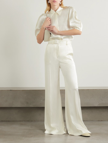 Gabriela Hearst Mabon belted silk-satin wide-leg pants