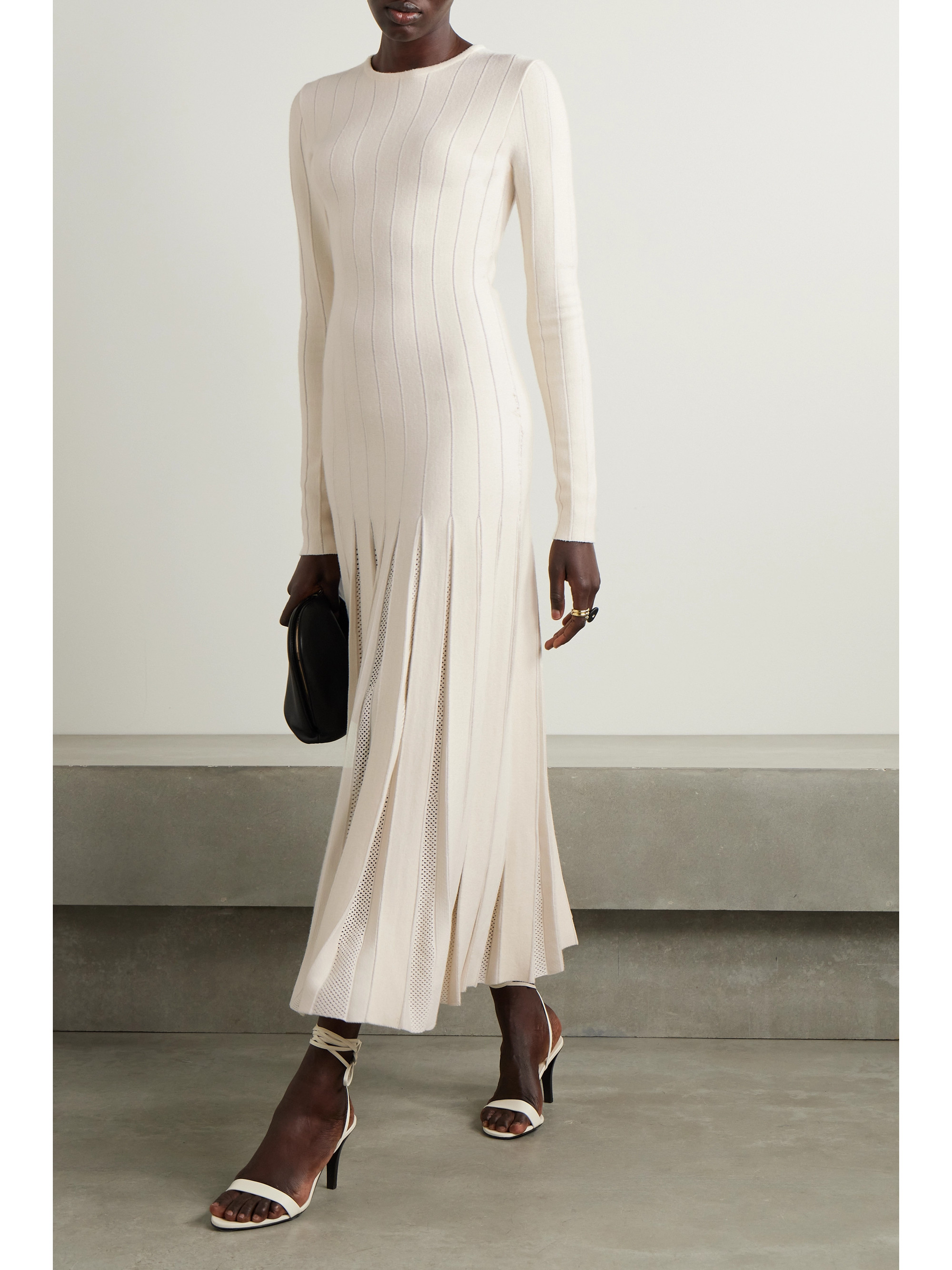 Gabriela Hearst Walsh crochet-trimmed pleated wool midi dress