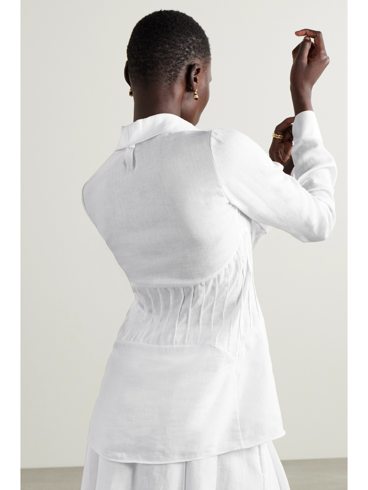 Shop Gabriela Hearst Duff Pleated Linen Shirt In White