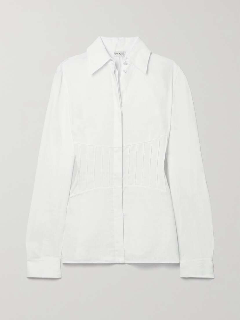 Gabriela Hearst Duff Pleated Linen Shirt