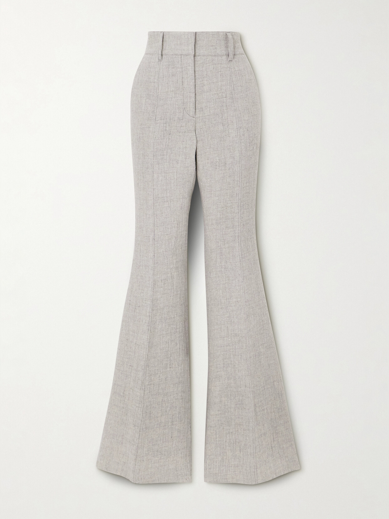 Shop Gabriela Hearst Rhein Cashmere And Linen-blend Flared Pants In Gray