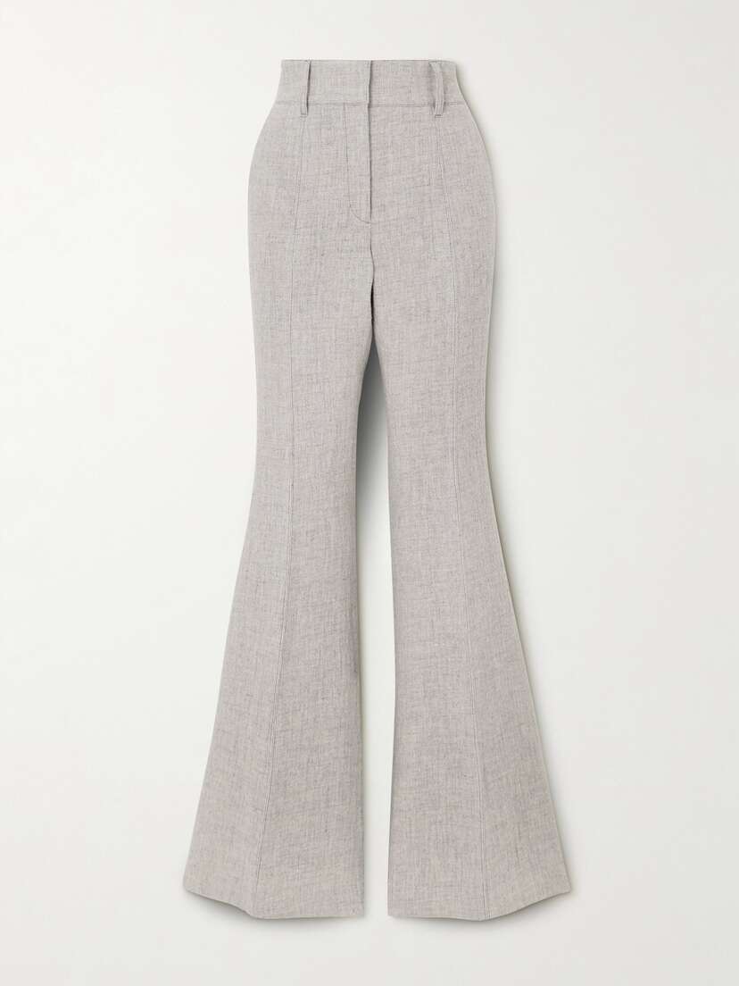 Gabriela Hearst Rhein Cashmere And Linen-blend Flared Pants