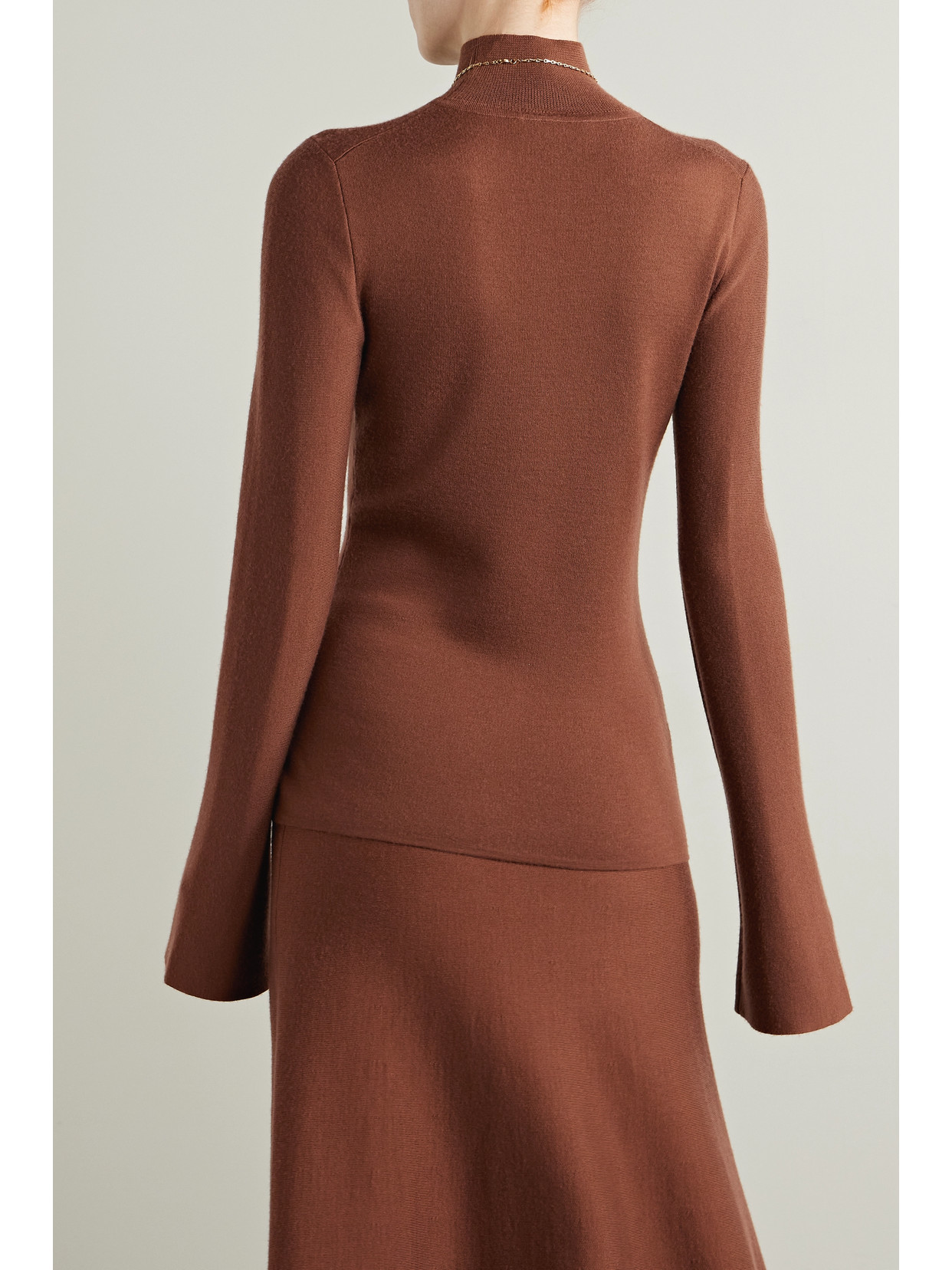 Shop Gabriela Hearst Straun Wool And Cashmere-blend Turtleneck Top In Brown