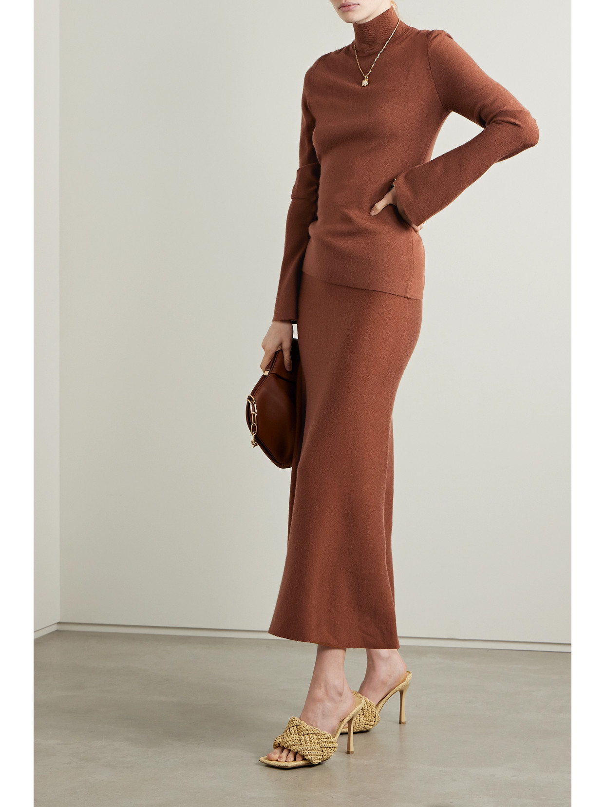 Shop Gabriela Hearst Straun Wool And Cashmere-blend Turtleneck Top In Brown