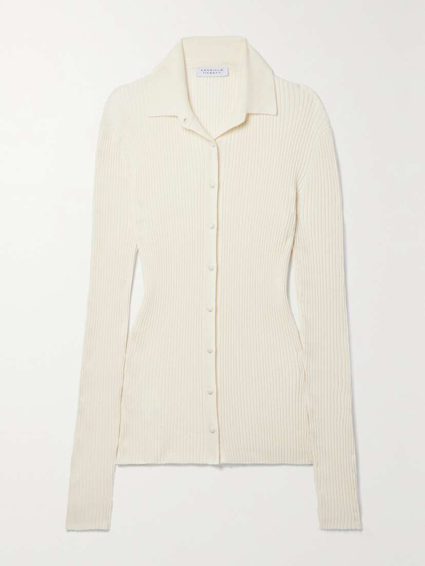 Gabriela Hearst Onora Ribbed Cashmere And Silk-blend Cardigan - x large