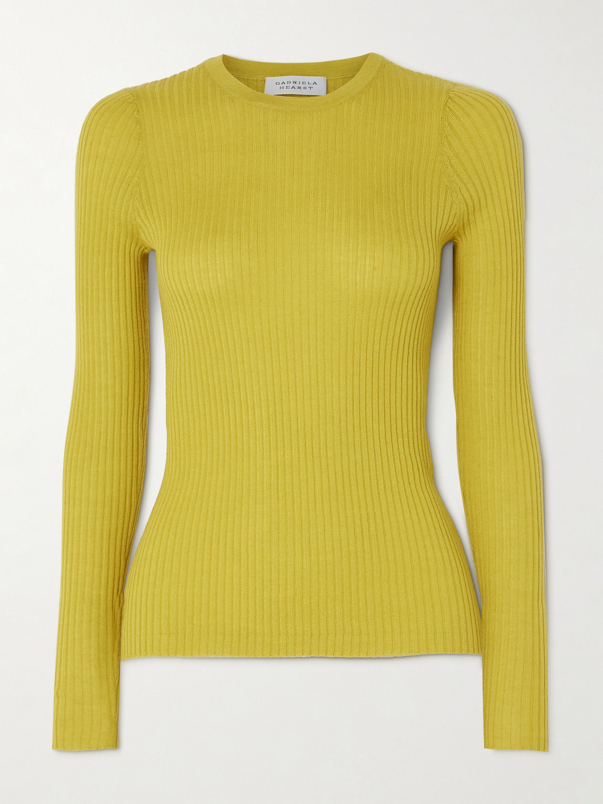 Gabriela Hearst Browning Ribbed Cashmere And Silk-blend Top - Yellow
