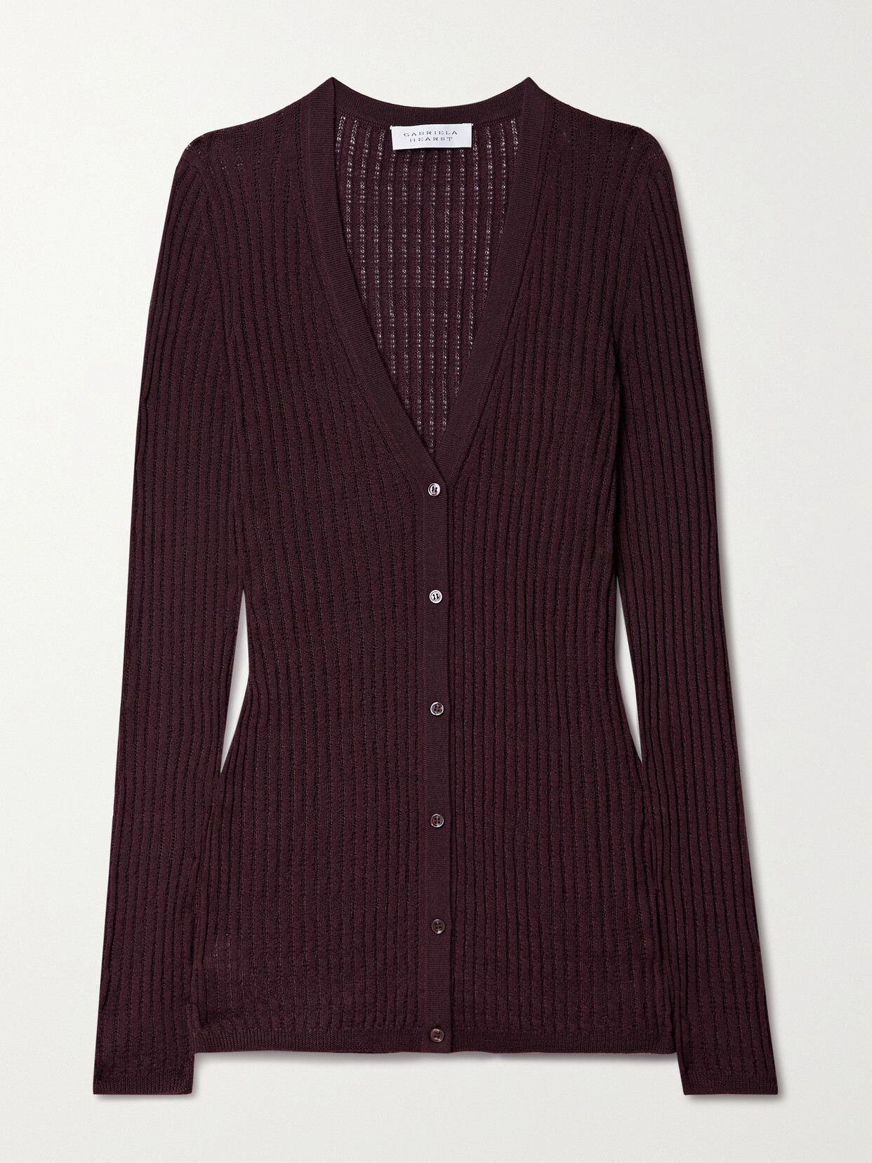 Gabriela Hearst - Emma Ribbed Pointelle-knit Cashmere And Silk-blend Cardigan - Red