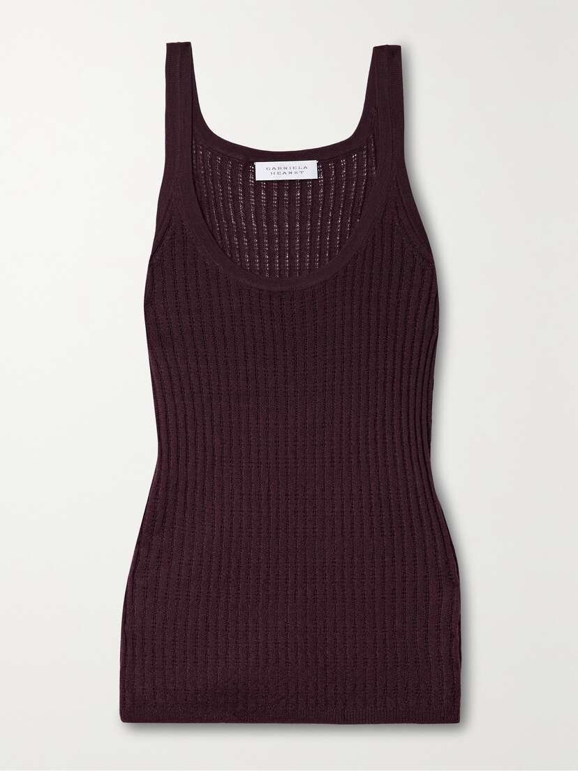 Gabriela Hearst Nevin Ribbed Pointelle-knit Cashmere And Silk-blend Tank