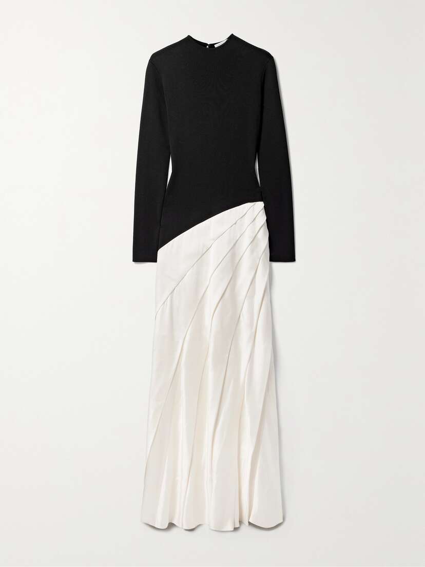 Gabriela Hearst Ismay Paneled Silk And Pleated Satin Maxi Dress