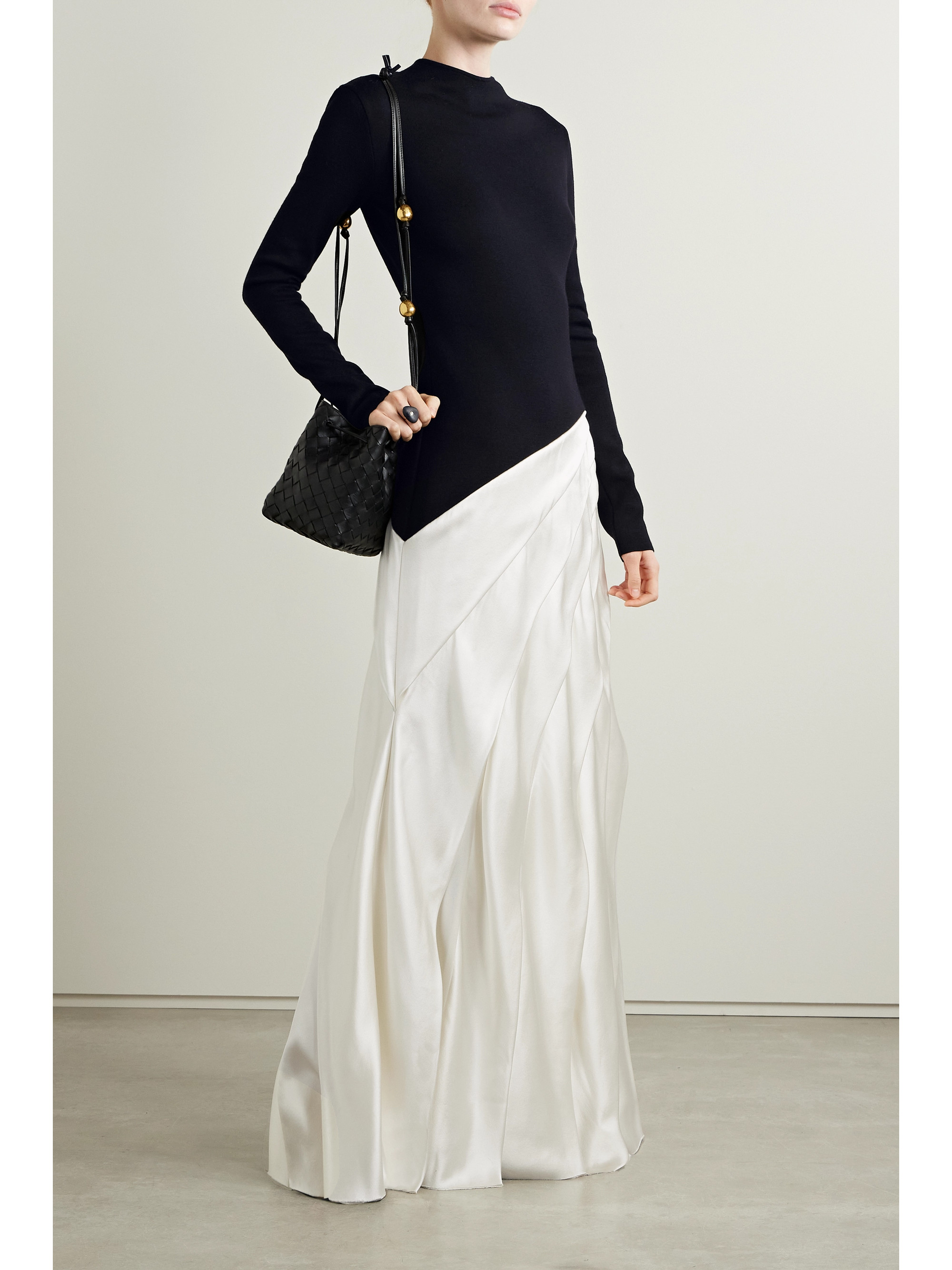 Gabriela Hearst Ismay paneled silk and pleated satin maxi dress