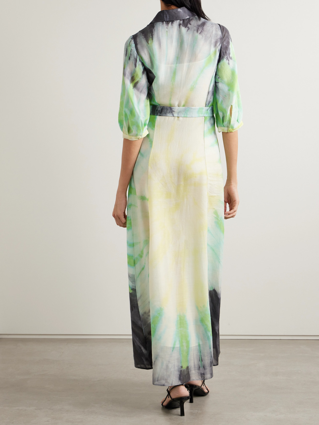 Shop Gabriela Hearst Daisy Belted Tie-dyed Cashmere, Silk And Wool-blend Maxi Dress In Multi