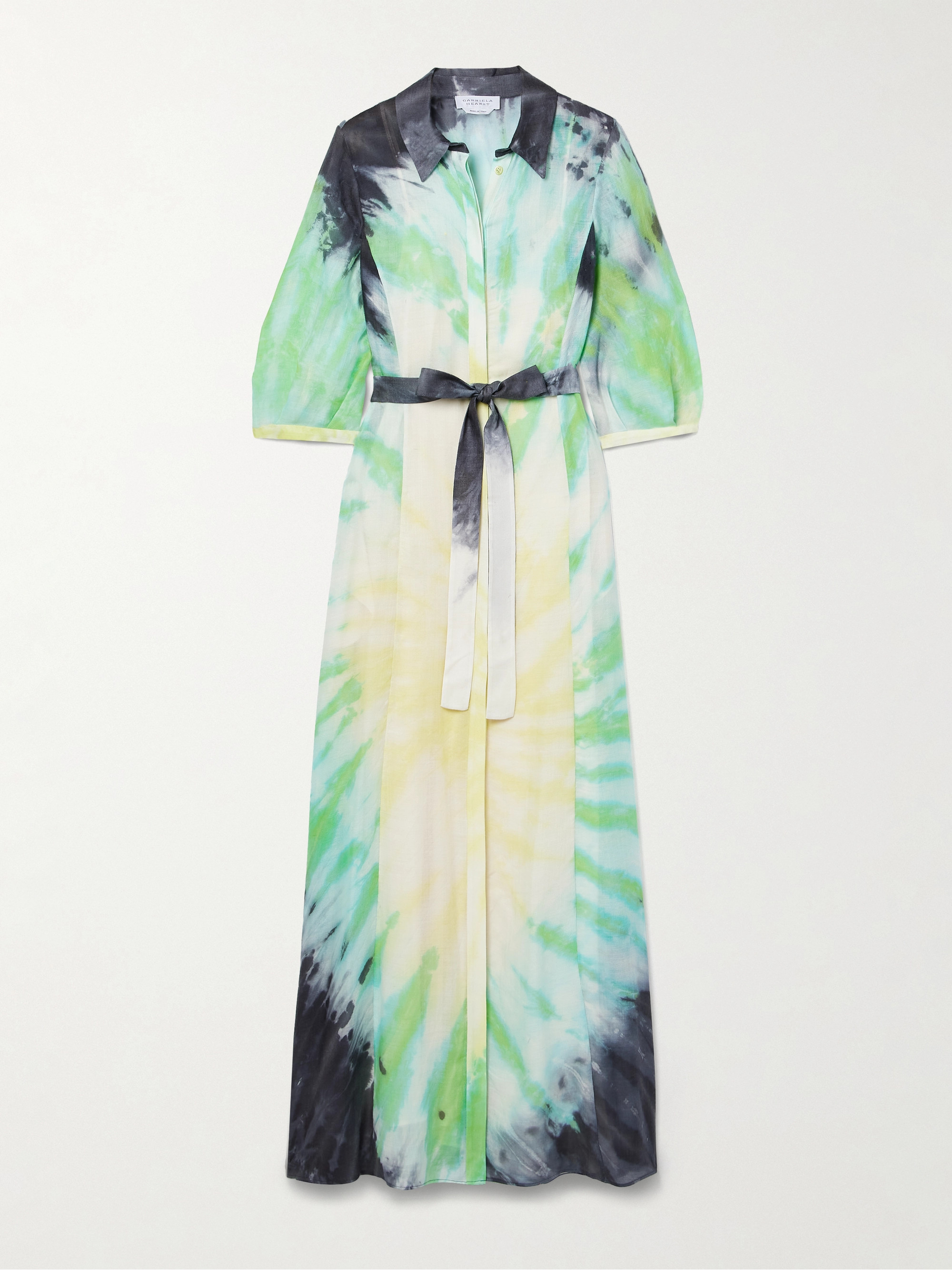 Gabriela Hearst Daisy belted tie-dyed cashmere, silk and wool-blend maxi dress