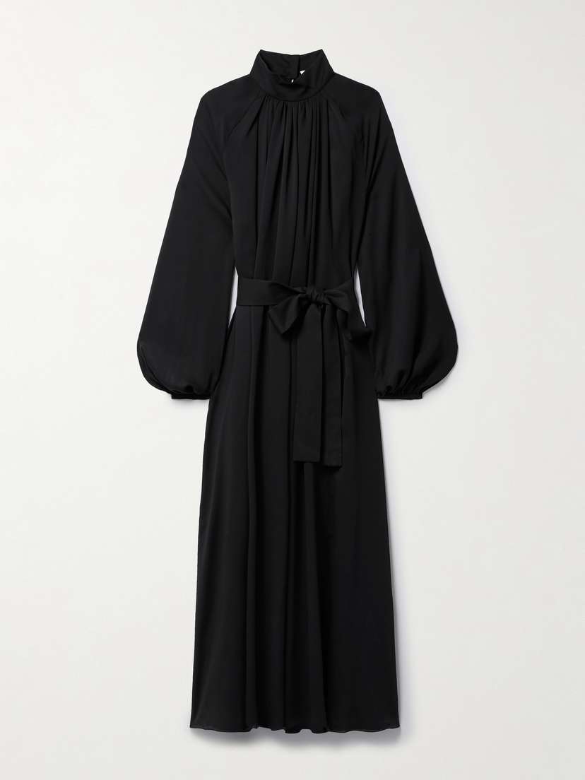 Gabriela Hearst Cedric Belted Gathered Silk-georgette Maxi Dress