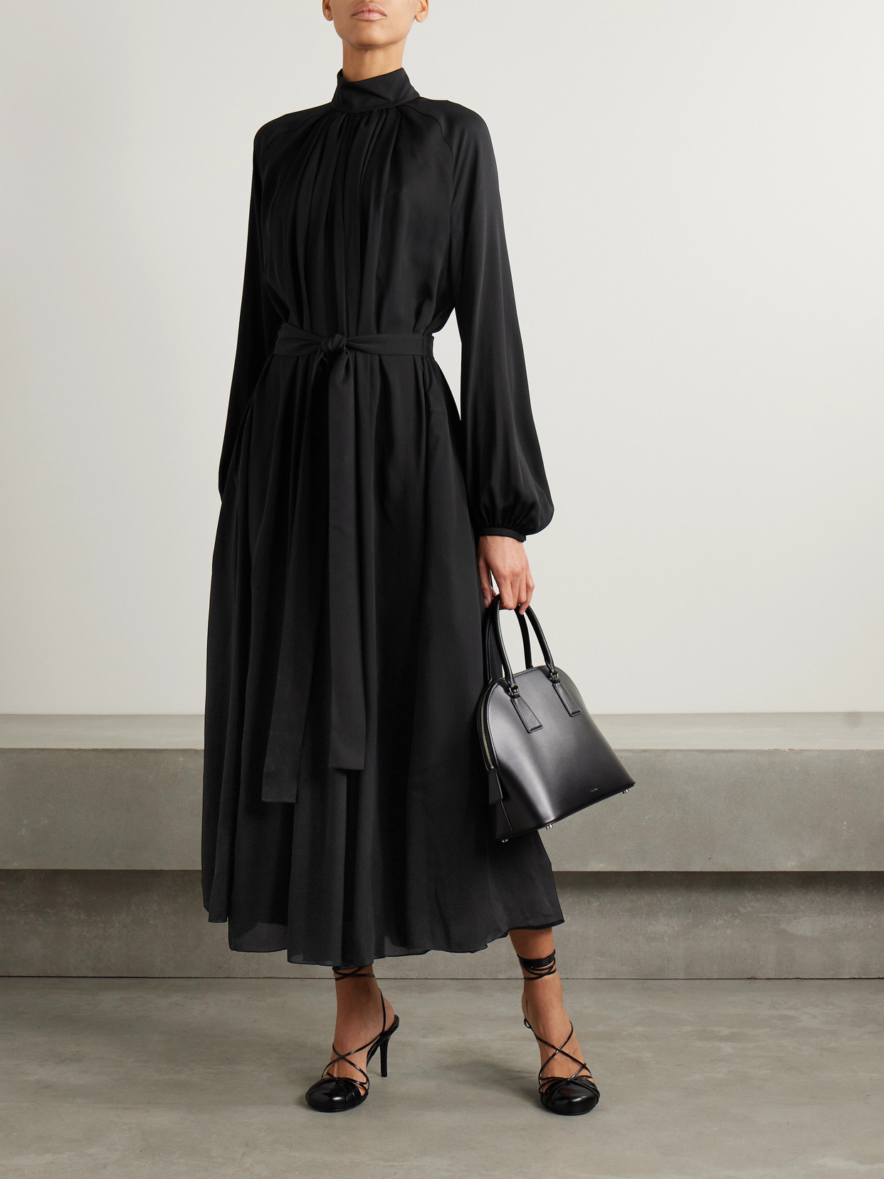 Gabriela Hearst Cedric Belted Gathered Silk-georgette Maxi Dress In Black