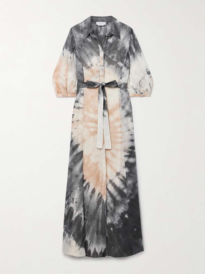 Gabriela Hearst Daisy Belted Tie-dyed Cashmere, Silk And Wool-blend Maxi Dress
