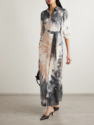 Gabriela Hearst Daisy belted tie-dyed cashmere, silk and wool-blend maxi dress