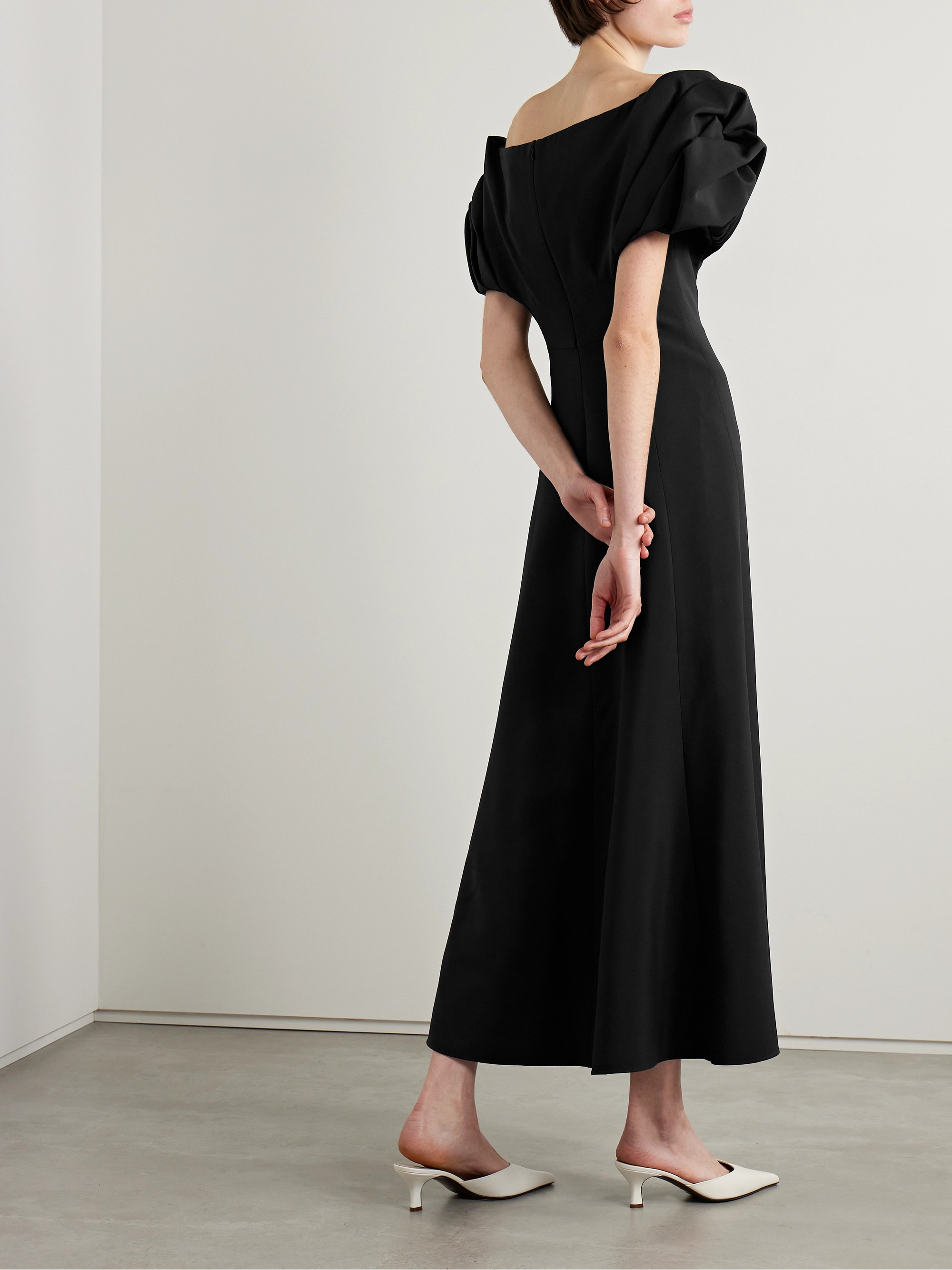 Gabriela Hearst Gwyneth off-the-shoulder gathered silk and wool-blend midi dress