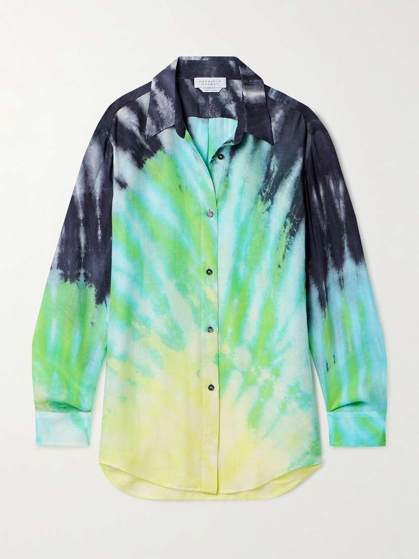 Gabriela Hearst Ferrara Tie-dyed Cashmere, Silk And Wool-blend Twill Shirt