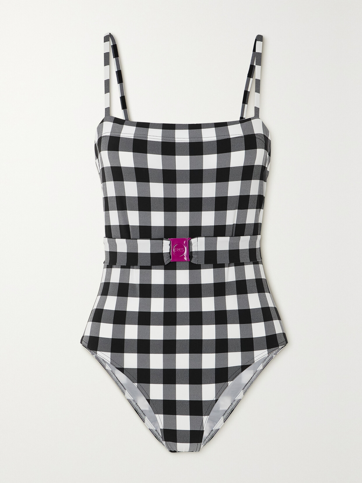 Shop Eres Prisme Belted Gingham Swimsuit In Black