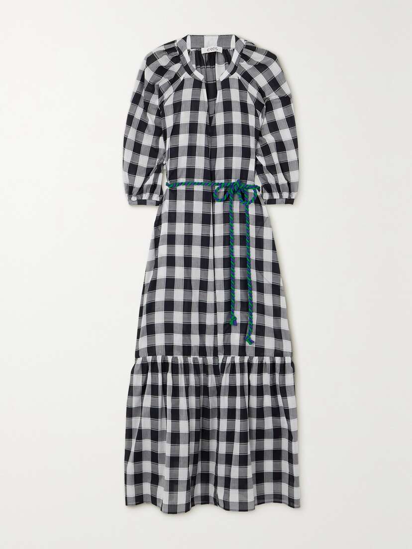 Eres Memphis Chess Belted Gingham Cotton-gauze Midi Wrap Dress