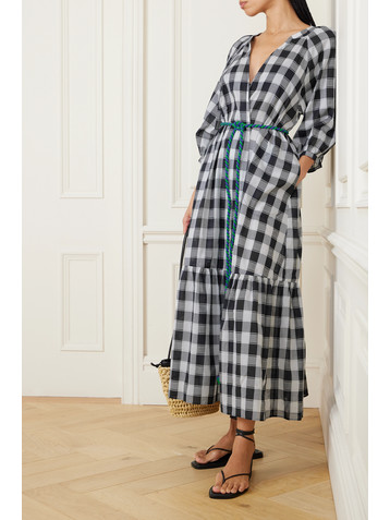Eres Memphis Chess belted gingham cotton-gauze midi wrap dress