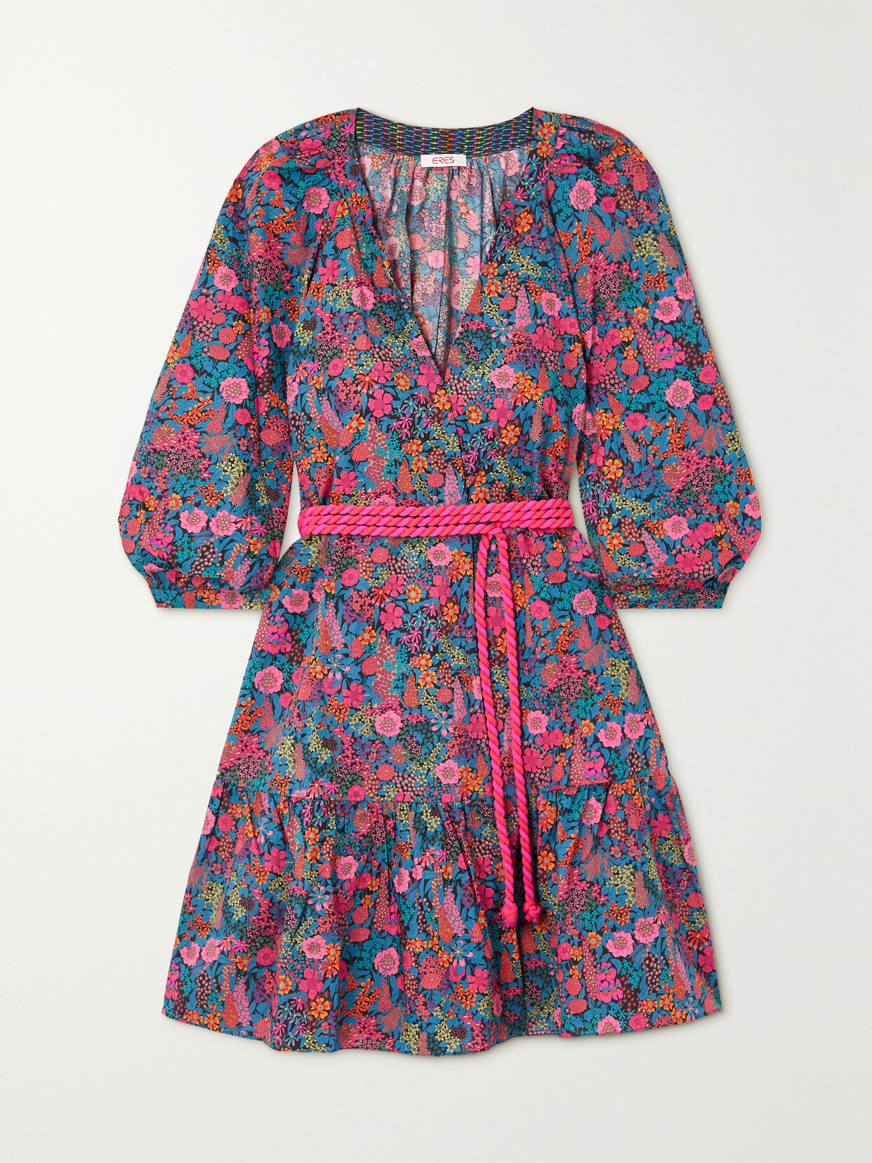 Eres Betty Belted Pleated Floral-print Shell Coverup - Pink