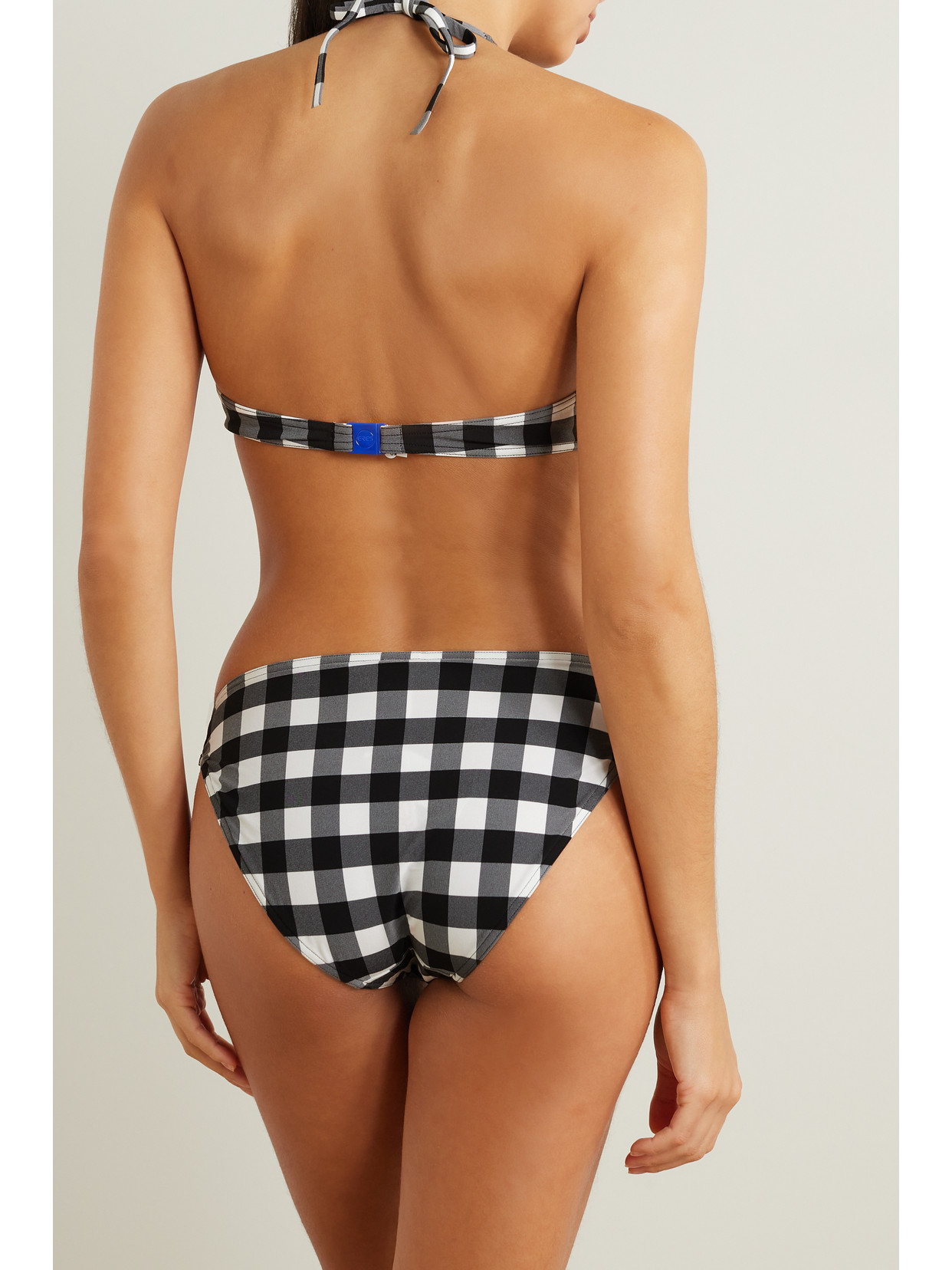 Eres Memphis Ellipse Embellished Gingham Triangle Bikini Top In Black