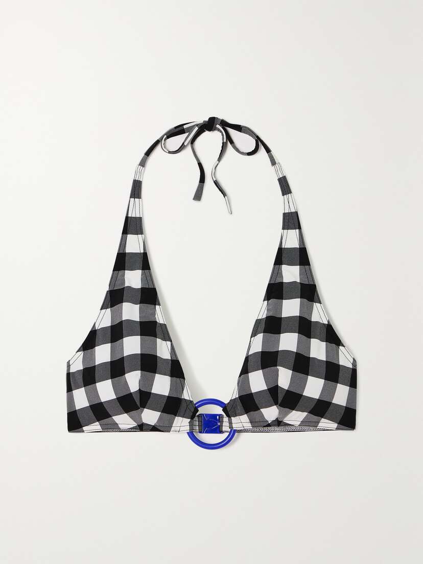 Eres Memphis Ellipse Embellished Gingham Triangle Bikini Top