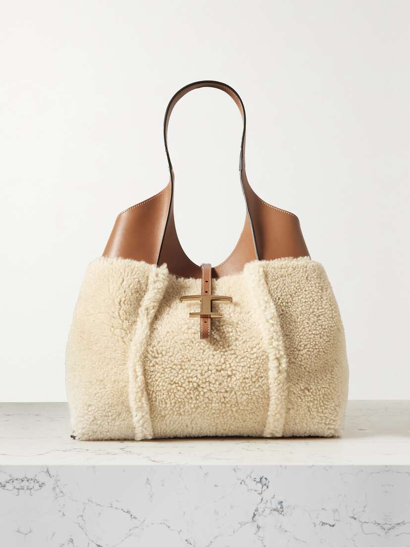 Tod's Leather And Shearling Shoulder Bag