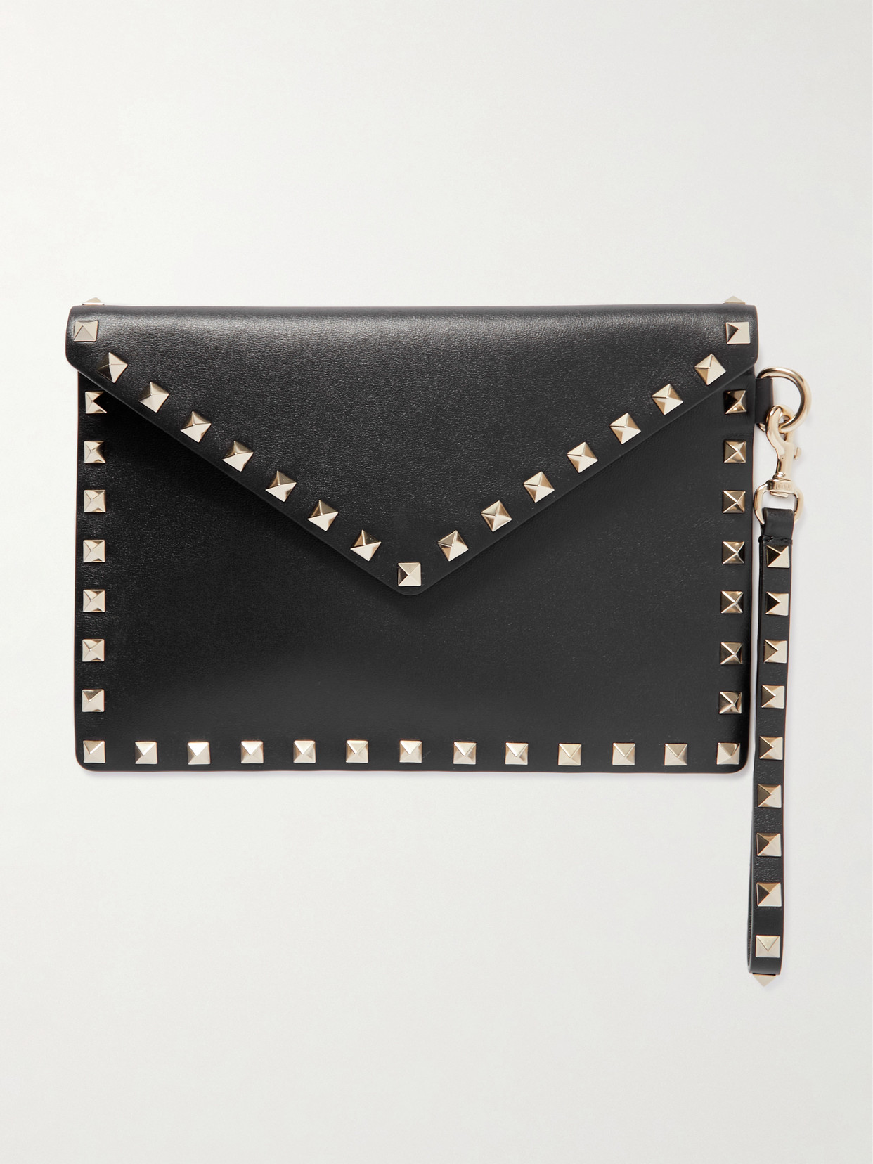 Valentino Garavani Rockstud Leather Clutch Bag In Black