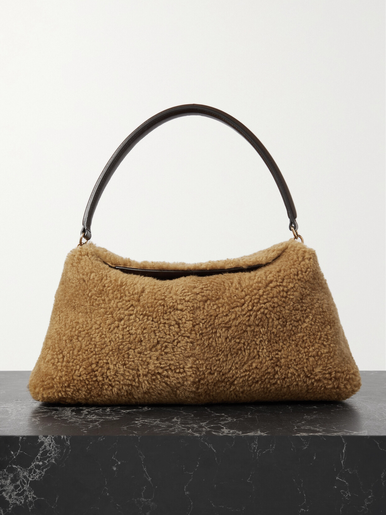 Tod's Leather-trimmed Shearling Shoulder Bag In Brown