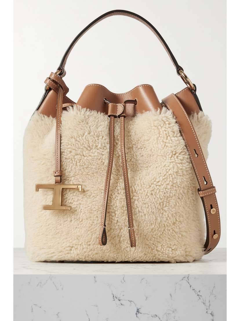 Tod's Leather-trimmed Shearling Bucket Bag