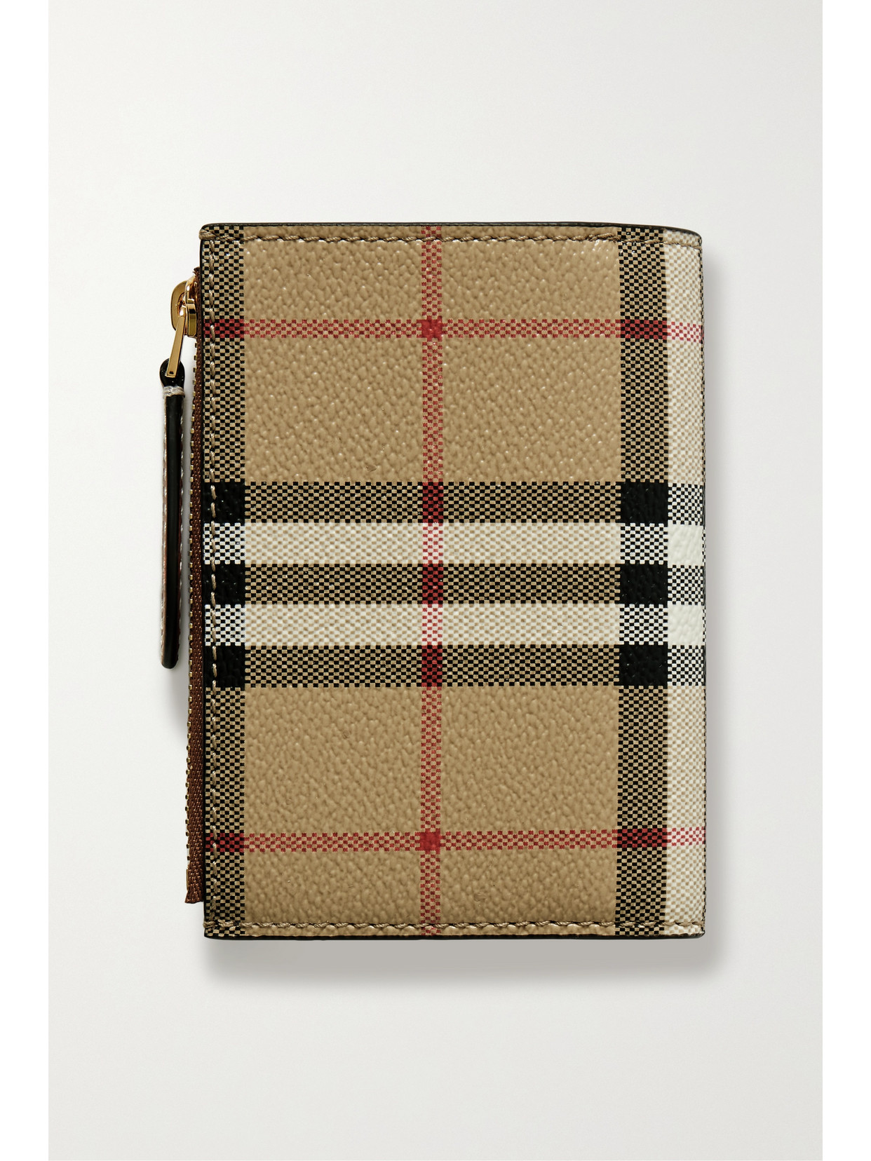 Burberry Checked Textured-leather Wallet In Neutrals