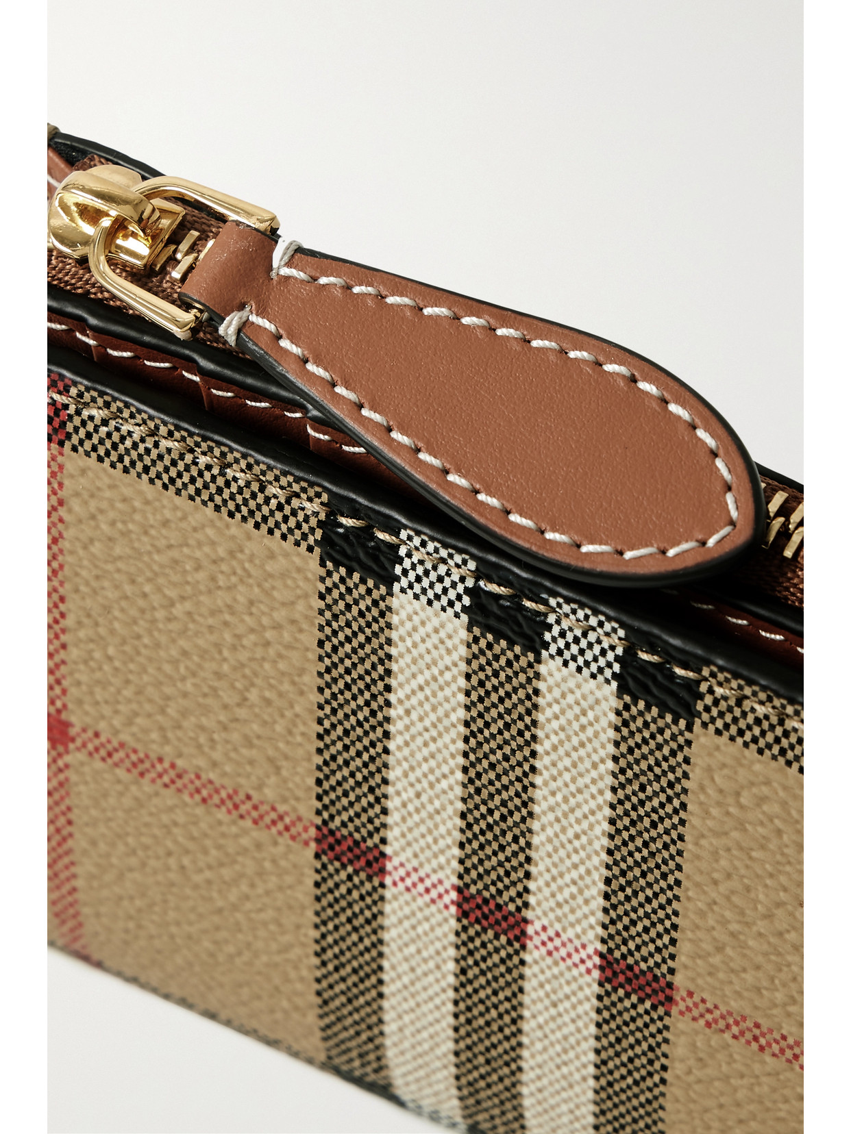 Burberry Checked Textured-leather Wallet In Neutrals