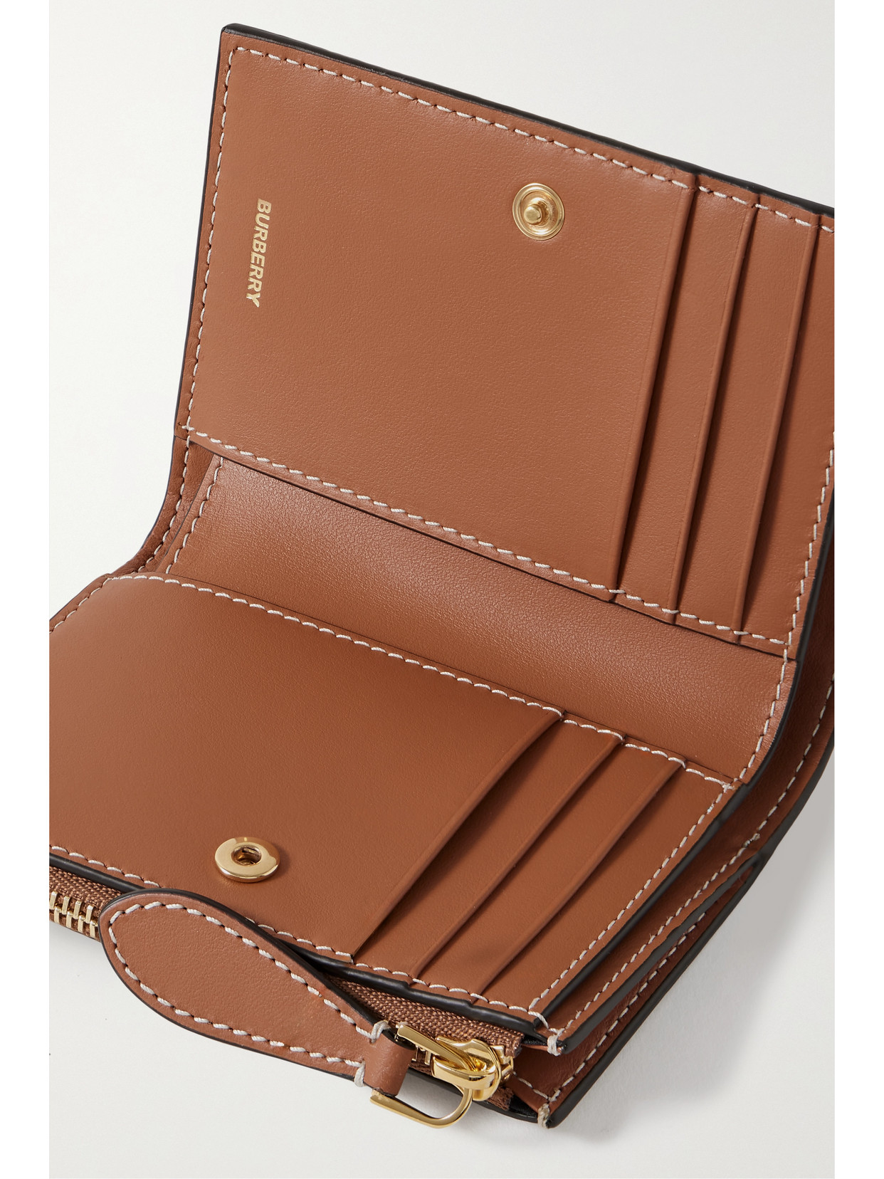 Shop Burberry Checked Textured-leather Wallet In Neutrals