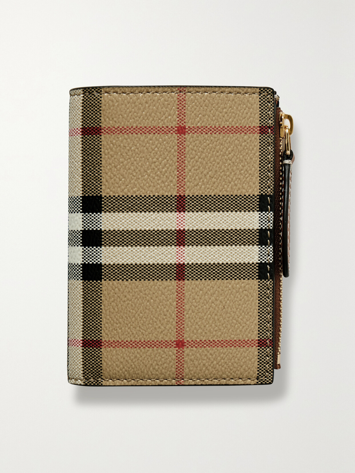 Burberry Checked Textured-leather Wallet In Neutrals