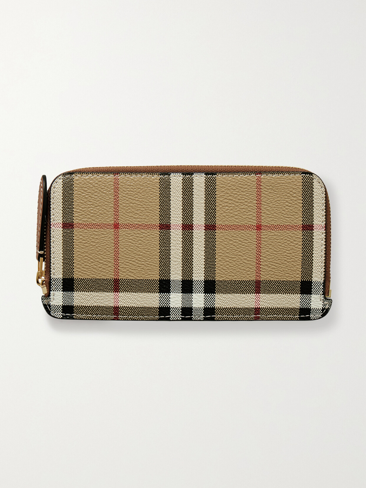 Burberry - Checked Textured And Smooth Leather Wallet - Beige