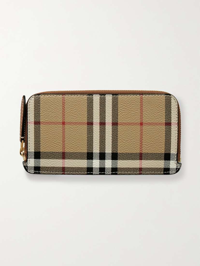 Burberry Checked Textured And Smooth Leather Wallet
