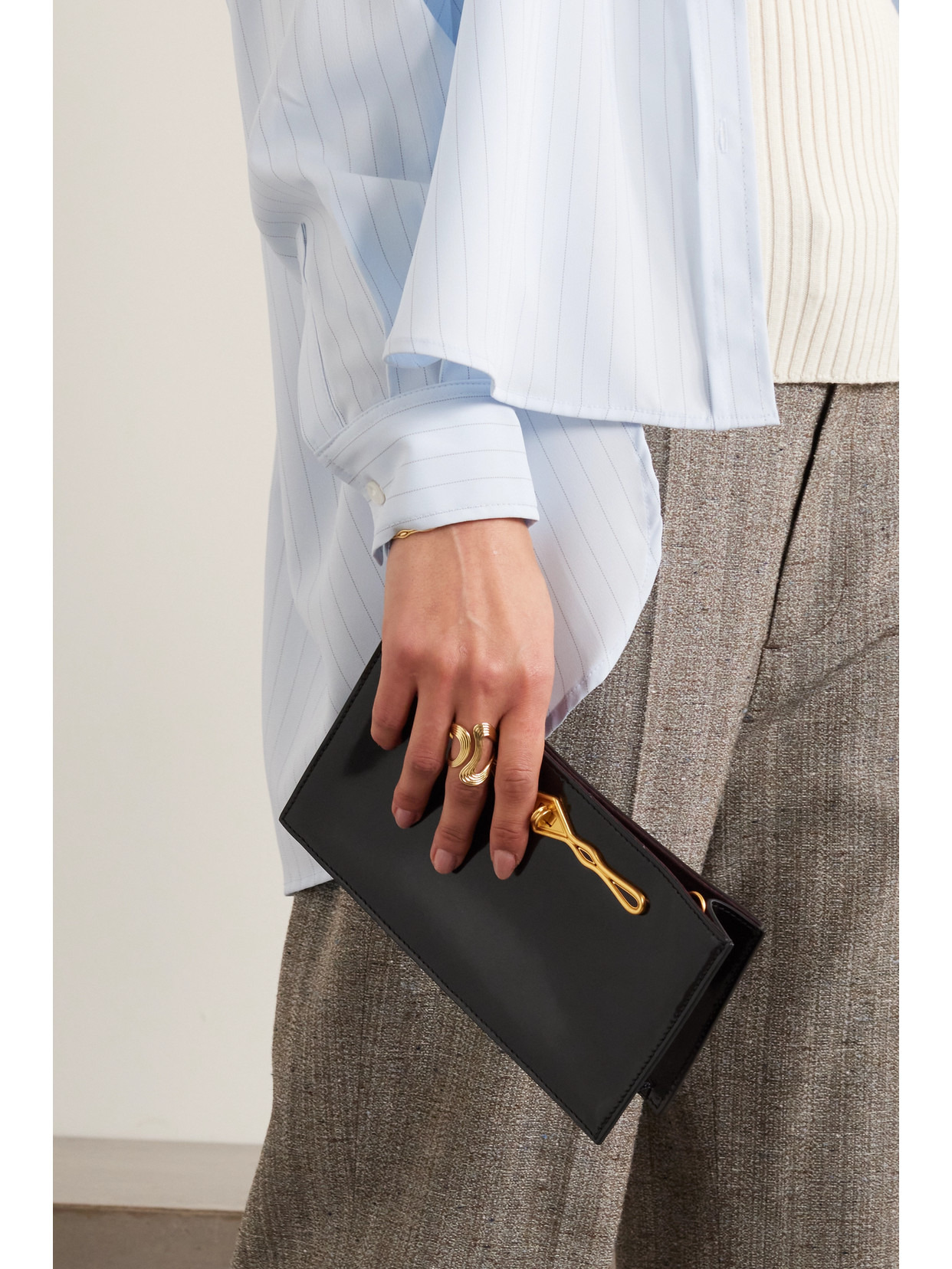 Metier + Fernando Jorge Ease Embellished Glossed-leather Clutch In Black