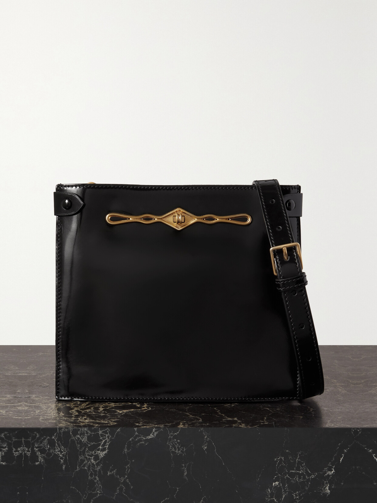 Métier - + Fernando Jorge Stowaway Embellished Patent-leather Shoulder Bag - Black