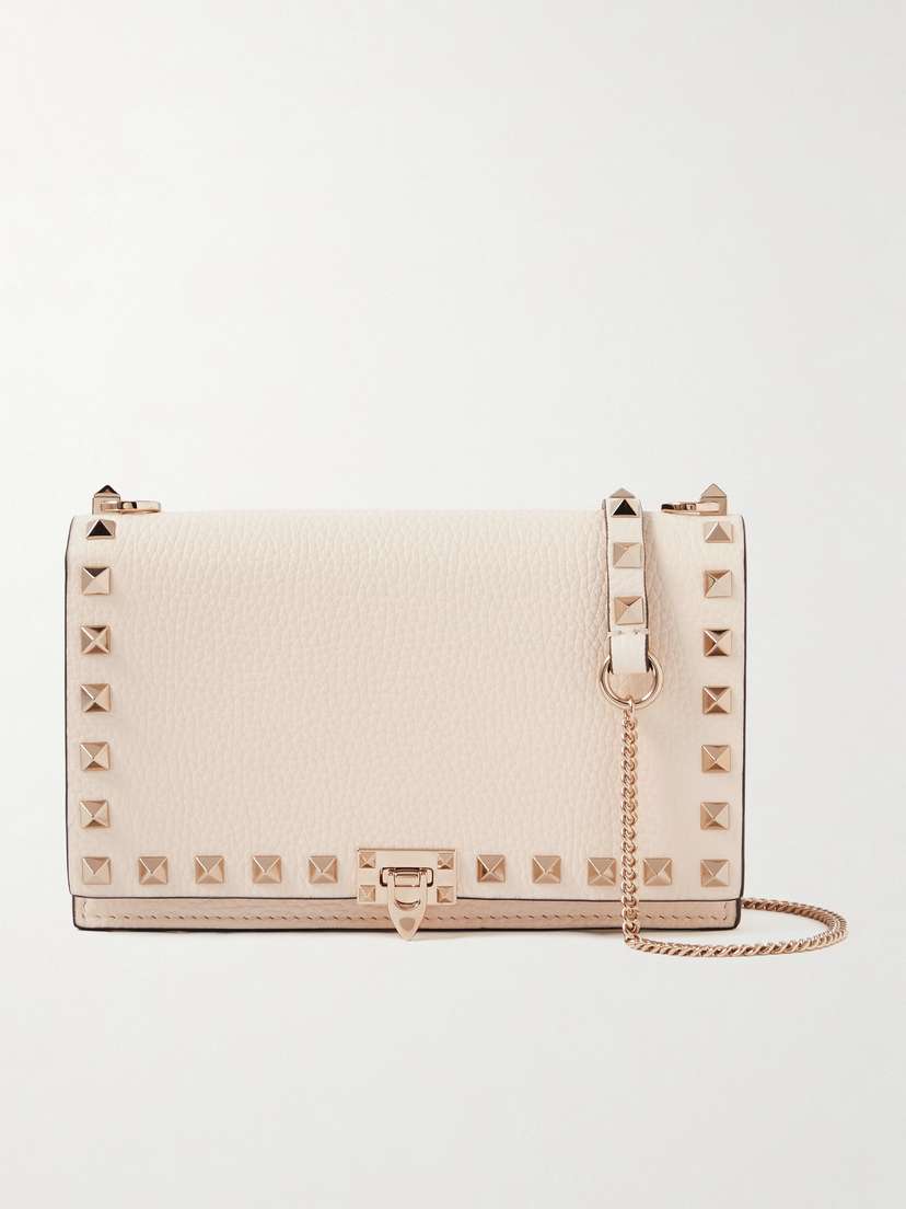 Valentino Garavani Rockstud Textured-leather Clutch