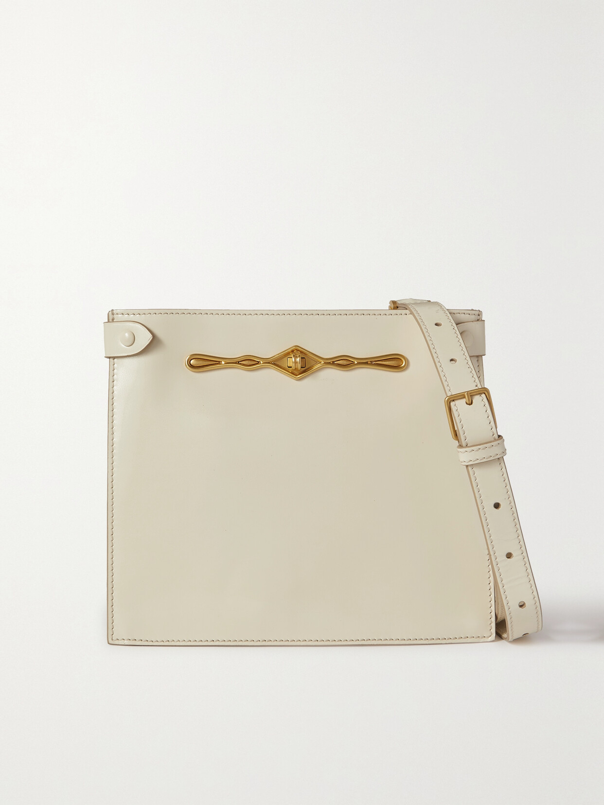 Metier + Fernando Jorge Stowaway Embellished Glossed-leather Shoulder Bag In Neutral