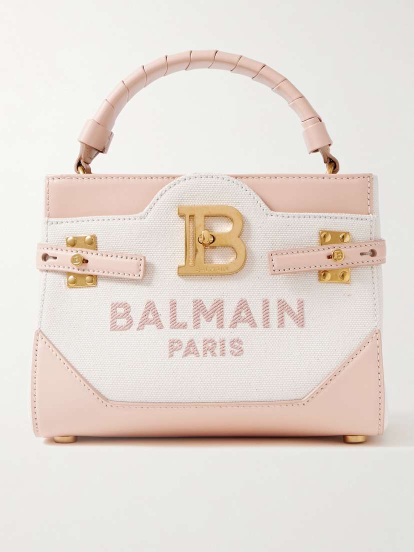 Balmain B-buzz 22 Embellished Leather-trimmed Embroidered Canvas Tote