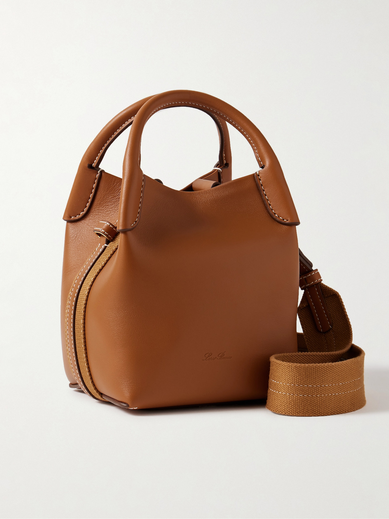 Loro Piana - Bale Micro Webbing-trimmed Leather Bucket Bag - Brown