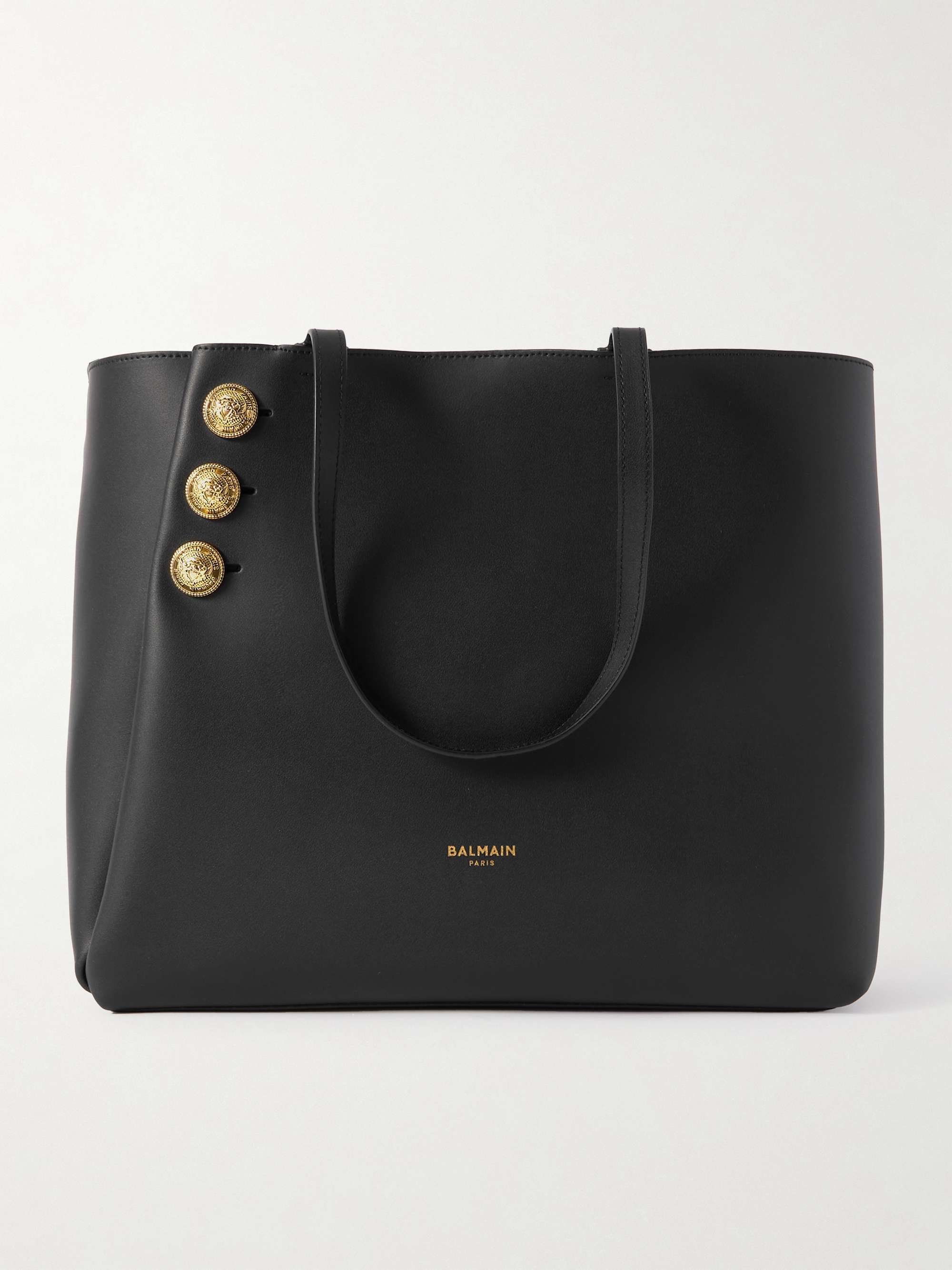 BALMAIN Embleme button-detailed leather tote | NET-A-PORTER