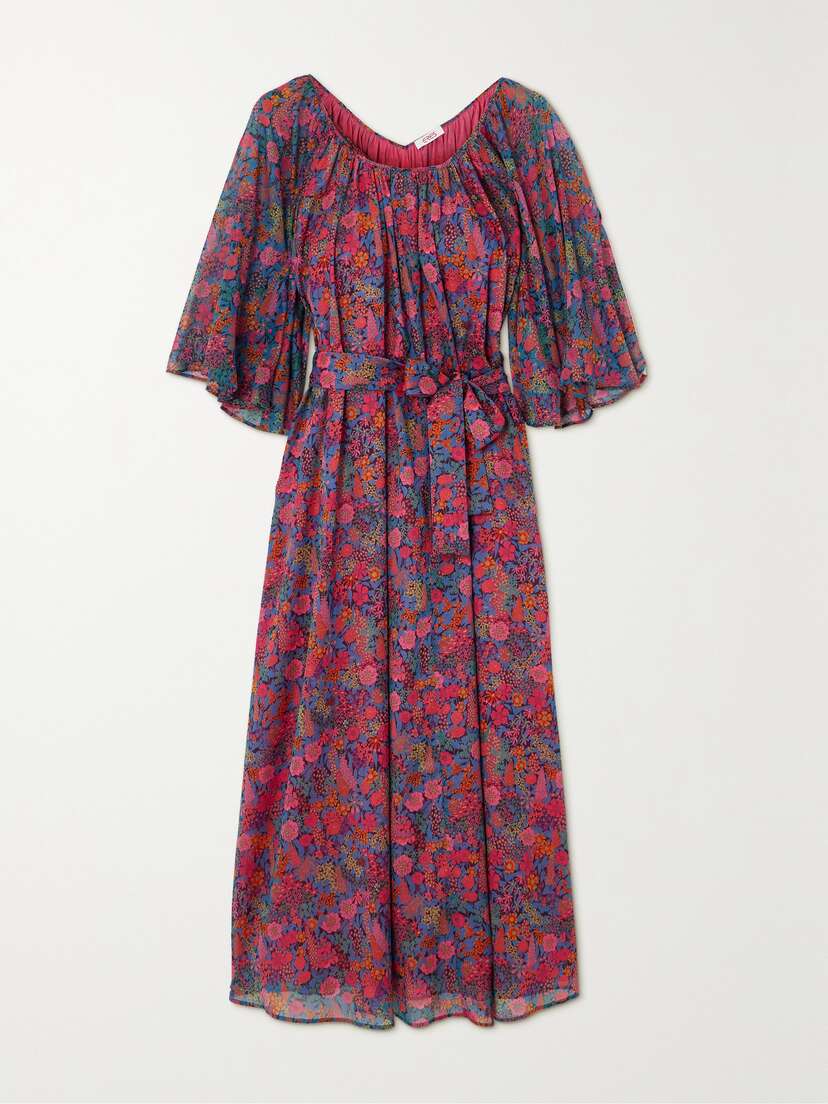 Eres Daisy Belted Floral-print Cotton-voile Midi Dress