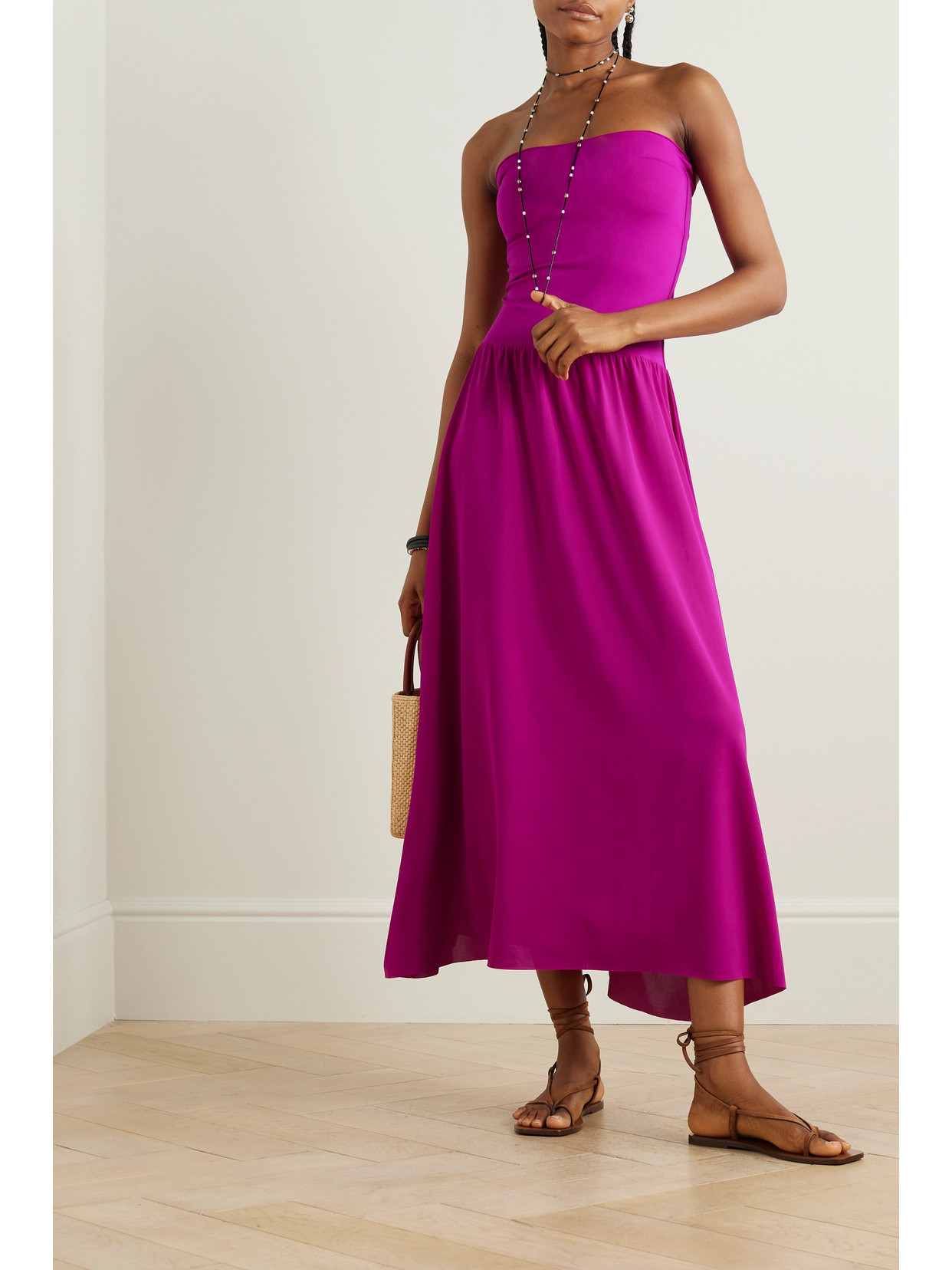 Shop Eres Oda Strapless Stretch-jersey Maxi Dress In Pink