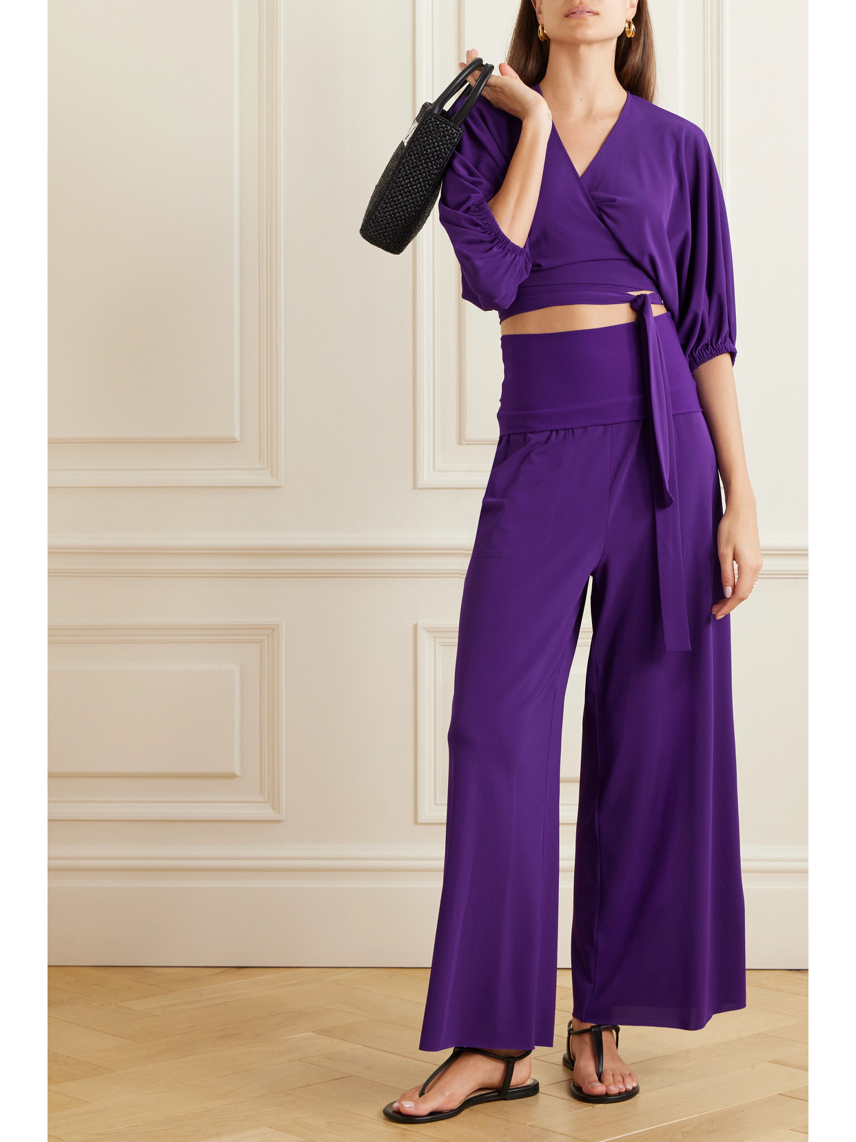 Shop Eres Dao Stretch-jersey Wide-leg Pants In Purple