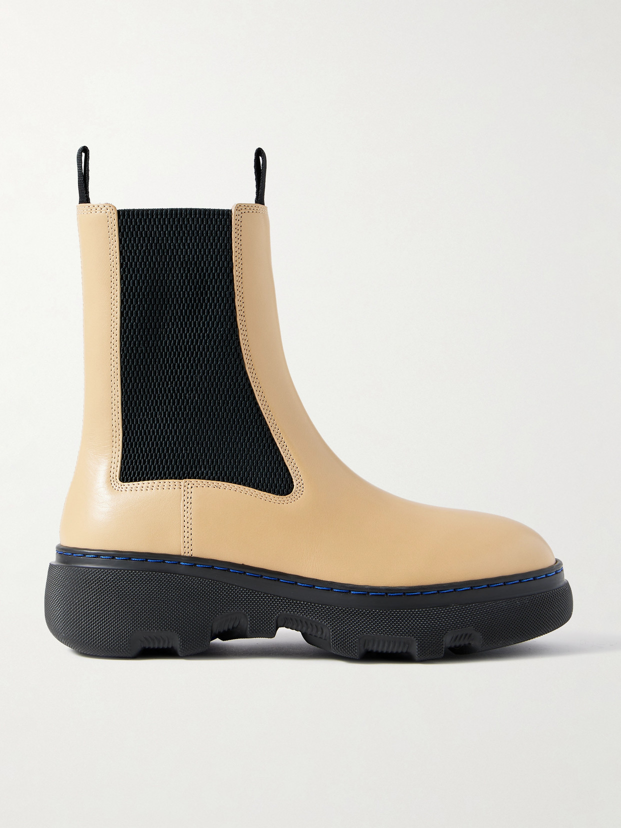 Shop Burberry Leather Chelsea Boots In Neutrals